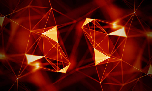 抽象的红色几何背景.连接结构.科学背景.未来科技 hud 元素.