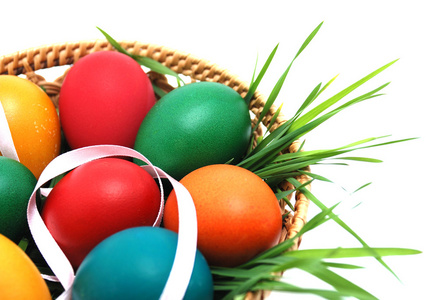 (作礼物用之)复活节彩色蛋( easter egg的名词复数 )照片