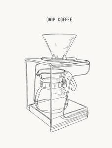 滴滤咖啡机滤 素描矢量