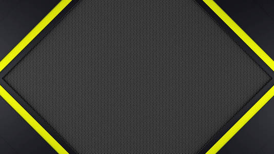 黑色和黄色的金属框架背景 3d 渲染照片