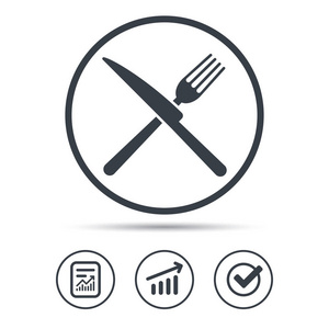 刀和叉的图标。餐具的标志