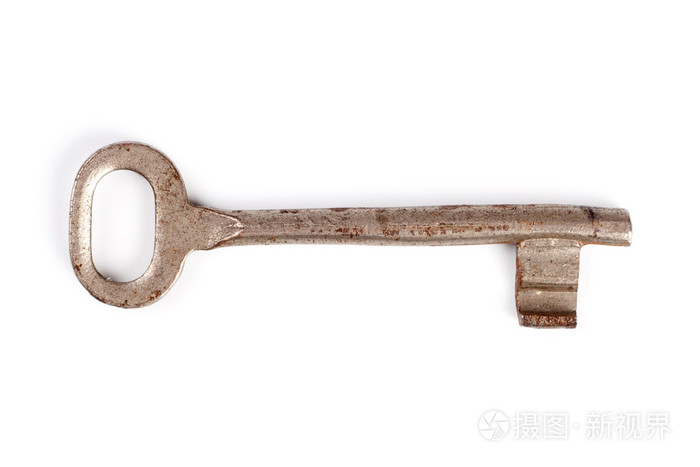 白色背景的老式钥匙
