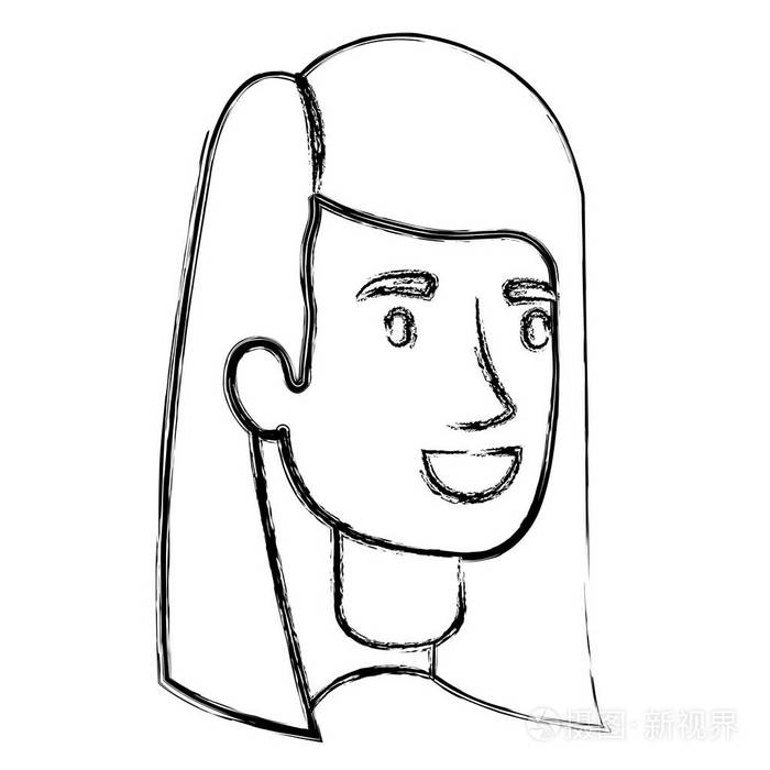 长直发型的女人脸的模糊的轮廓插画-正版商用图片01t8wj-摄图新视界