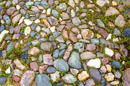石头路面用彩色石头铺成的路面 路照片