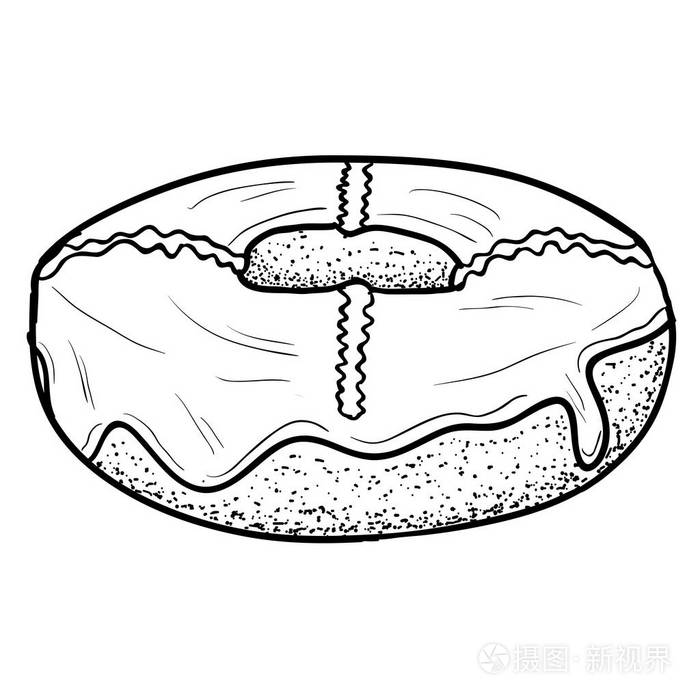 孤立的甜甜圈素描