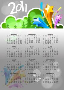 新年摘要2011与彩色设计。 矢量插图