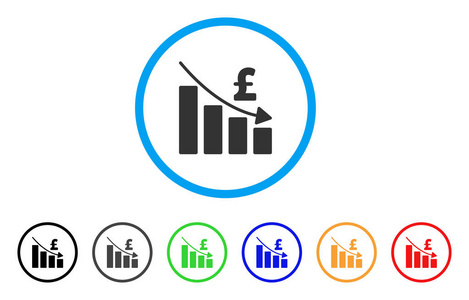 磅衰退栏图表圆形的图标图片