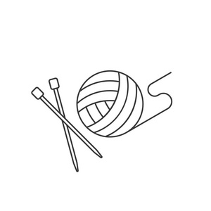球的纱和针，钩针大纲图标