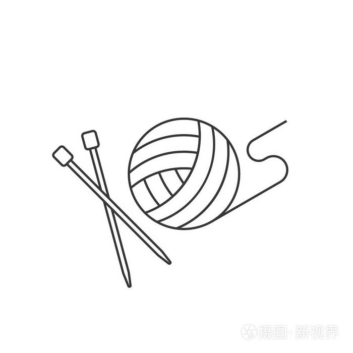球的纱和针,钩针大纲图标插画-正版商用图片01tx4x-摄图新视界