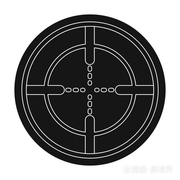 白光瞄准镜.黑色风格矢量符号股票图 web 彩弹单个图标