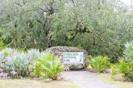 入口处，大沼泽地国家公园，佛罗里达州美国