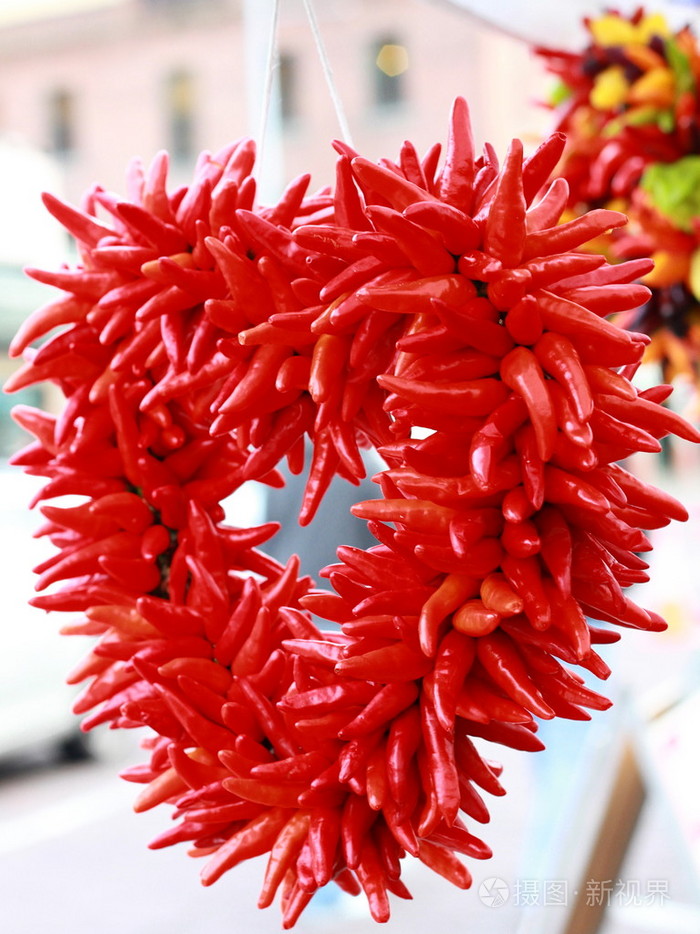 红辣椒形成一颗心