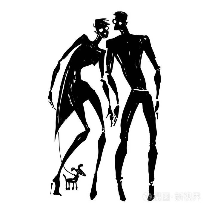 女人和男人的 silhouettes