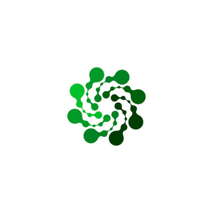 孤立的抽象绿颜色圆形状在白色的背景下，简单的 logo 平点缀旋流标识矢量图
