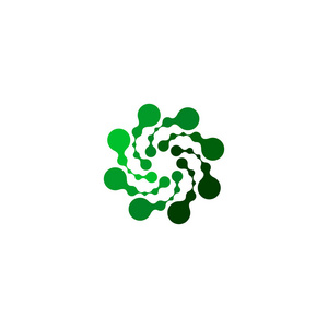 分子logo孤立的抽象绿颜色圆形状在白色的背景下,简单的 logo 平点缀