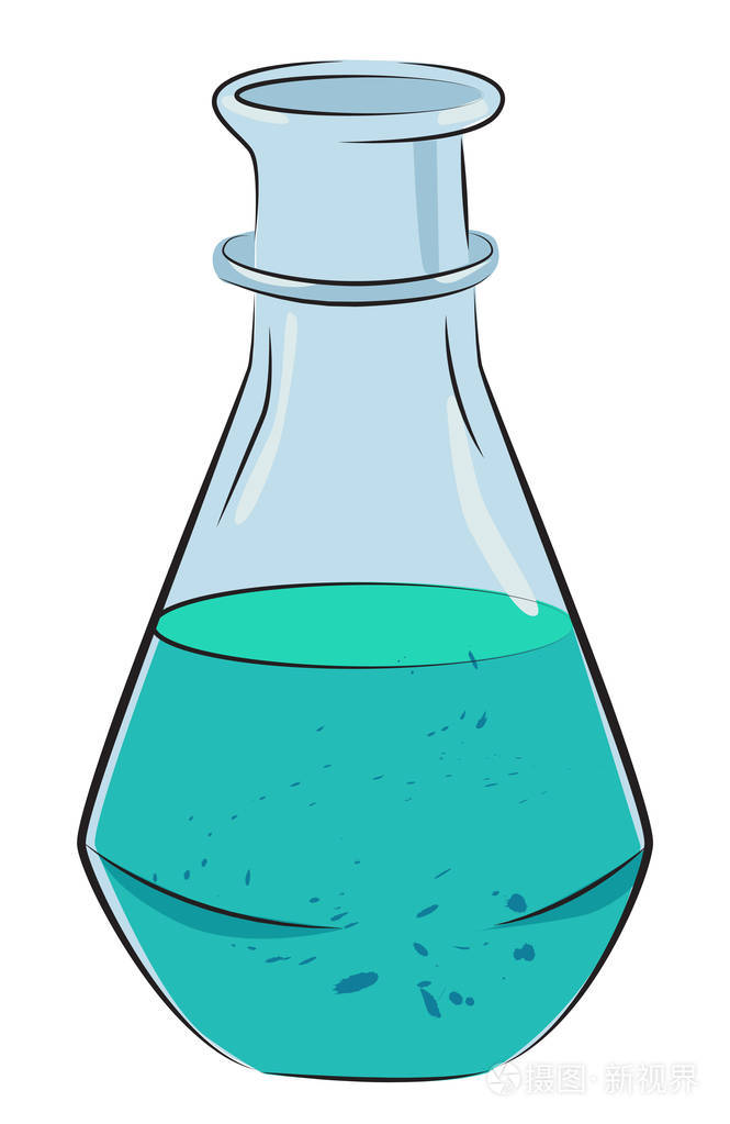 卡通形象的烧瓶图标实验室符号