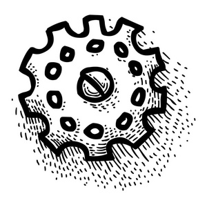卡通形象的齿轮图标。工程符号