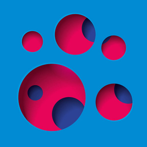 圆孔的蓝色表面 多层次的抽象，矢量极少主义艺术背景