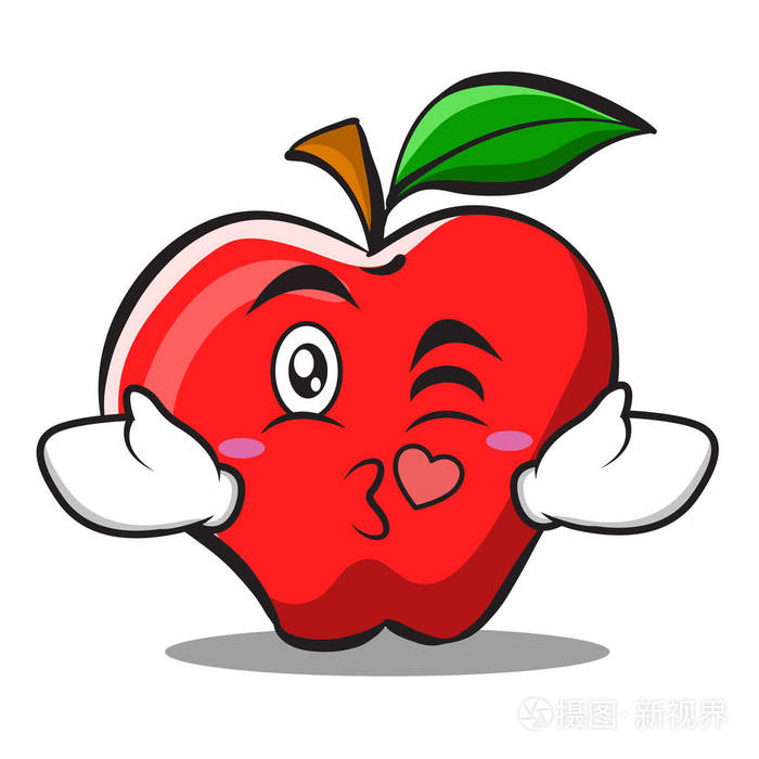 接吻的心苹果卡通人物设计