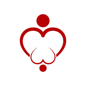 家庭护理符号在心的形状。矢量图