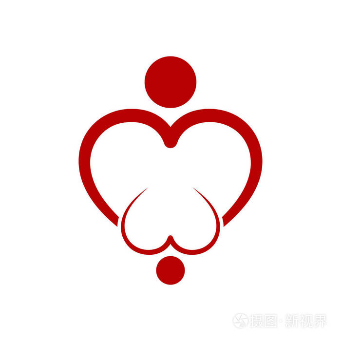 家庭护理符号在心的形状.矢量图
