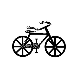 矢量的老式自行车剪影，孤立的白色背景上的图标
