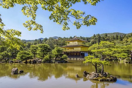 金阁寺 金阁。正式命名的 Rokuon吉 鹿园寺，在日本京都的一座禅宗寺庙