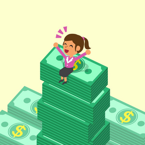 微笑数钱的女商人图片