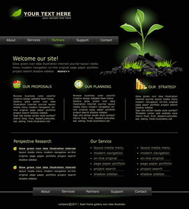 商业矢量网站。 黑色，绿色的芽