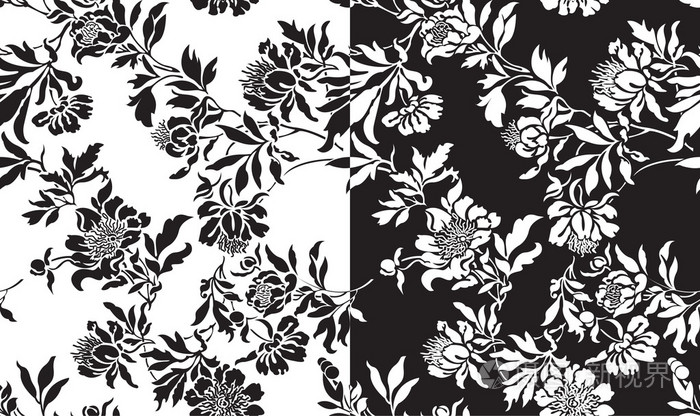 一套黑白无缝图案