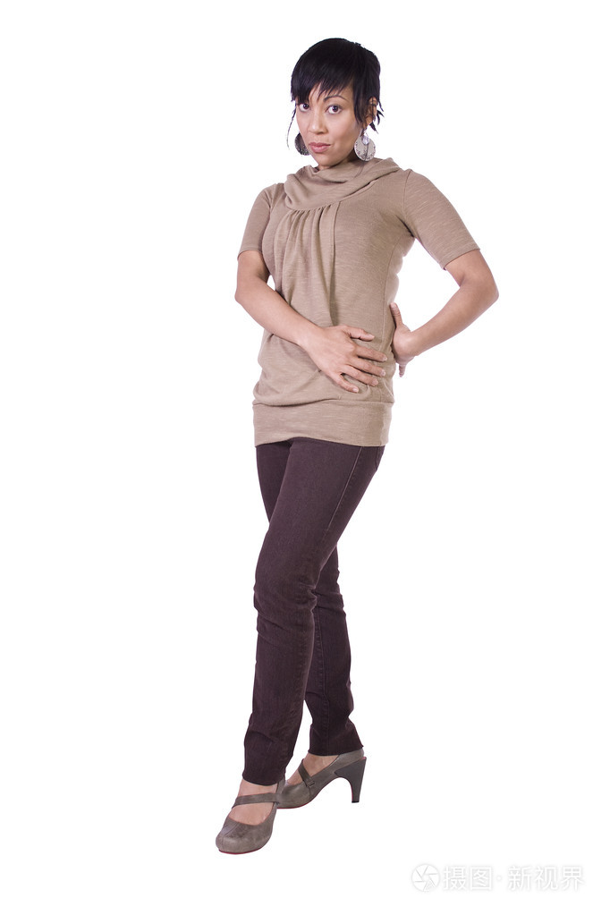 美丽的女孩站起来