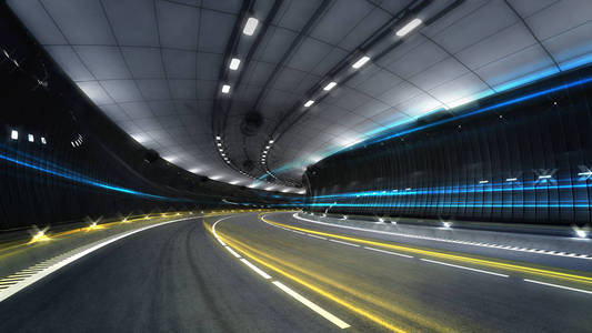 聚光灯照亮的城市公路隧道图片