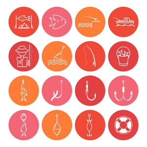 钓鱼细线图标集.矢量照片