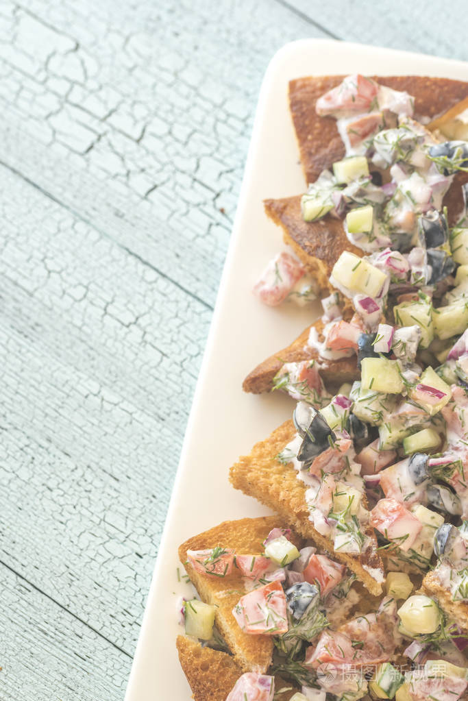 希腊皮塔饼辣味蔬菜打顶与