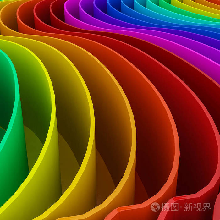 抽象多彩的3d曲线彩虹背景