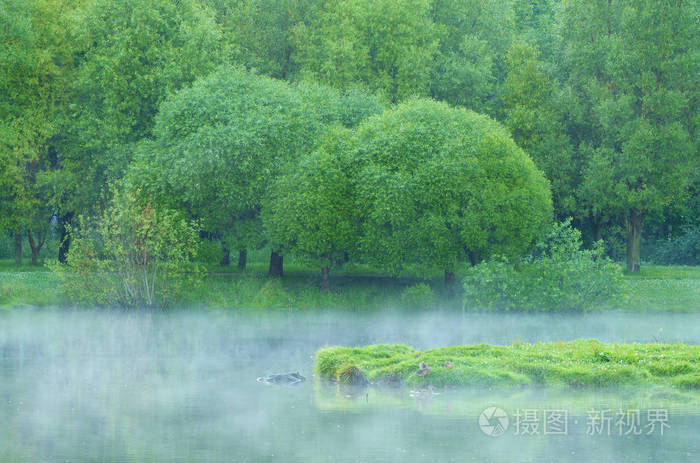 在湖中的水的蒸发现象