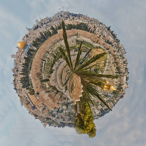 耶路撒冷旧城小小星球的全景图