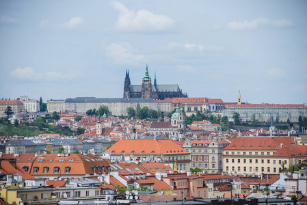 布拉格城堡和伏尔塔瓦河河，布拉格，捷克共和国从圣维特大教堂的视图