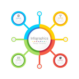您的业务数据与 4 选项 零件 步骤 时间线或过程的信息图表设计元素。矢量图