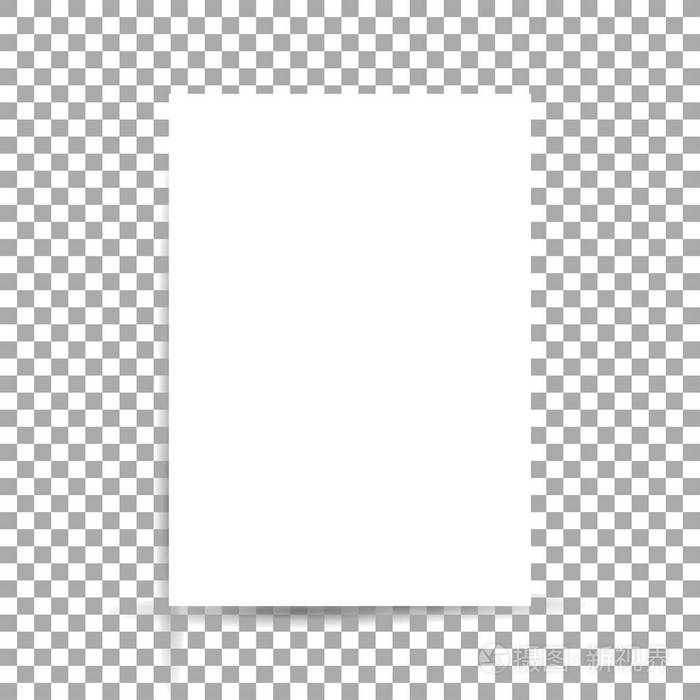 白色的床单的纸张格式a4透明背景上的影子