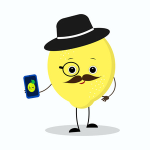 柠檬时髦一顶帽子和一部手机