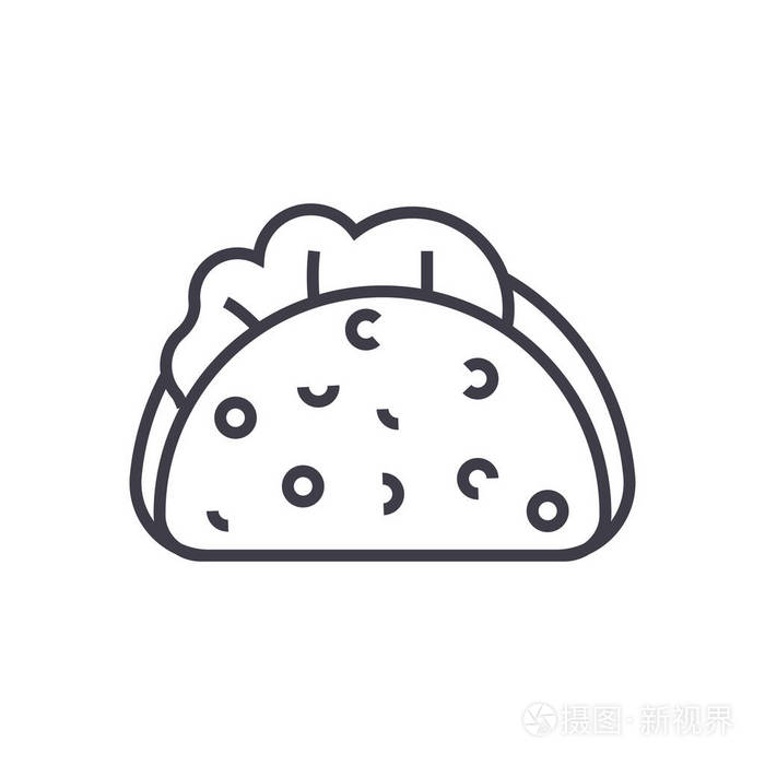 taco 矢量线图标, 标志, 插图背景,可编辑笔触插画-正版商用图片01x4
