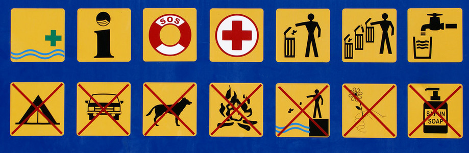 容许及禁止公众海滩的标志