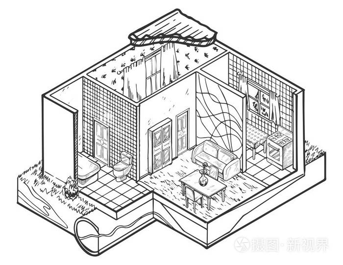 房屋内部简笔画高楼图片