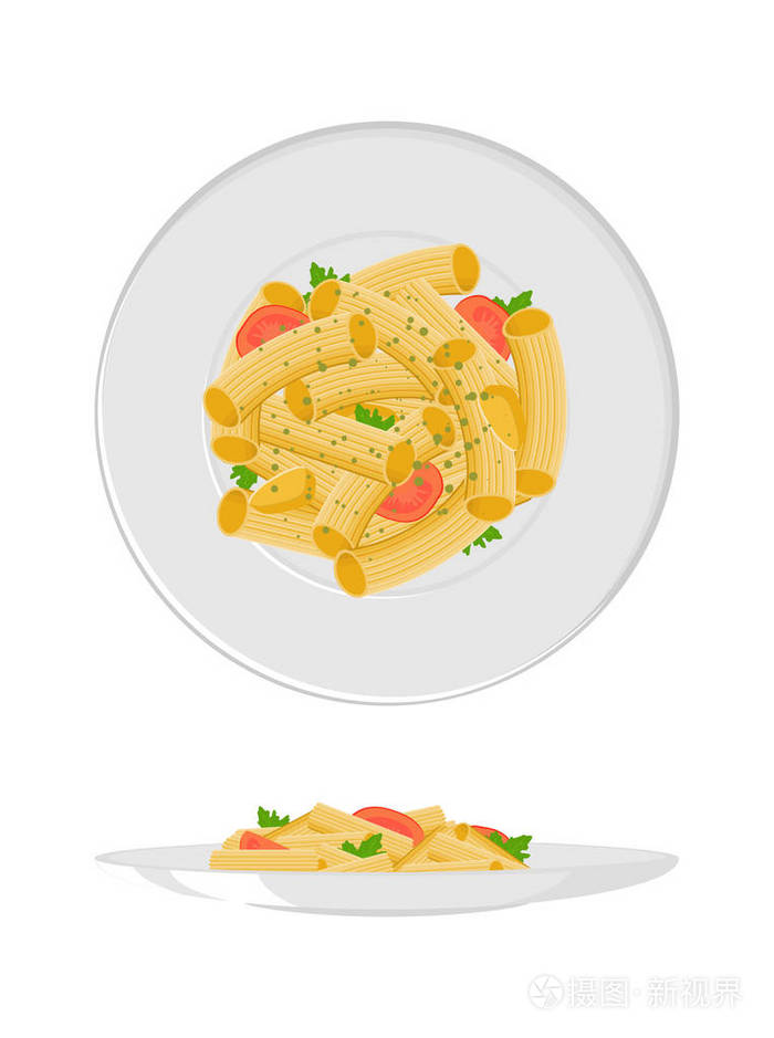 西红柿和酱汁通心粉