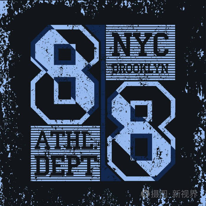 纽约布鲁克林运动磨损排版会徽，t 恤