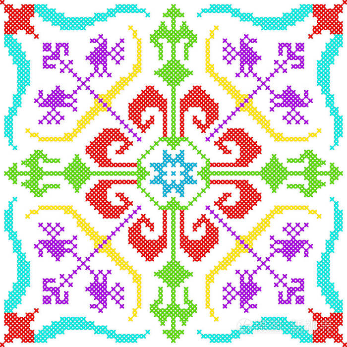十字绣刺绣花艺设计为无缝花纹纹理