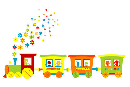 玩具火车，快乐的孩子