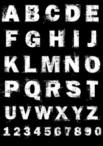 grunge完整的字母表和数字