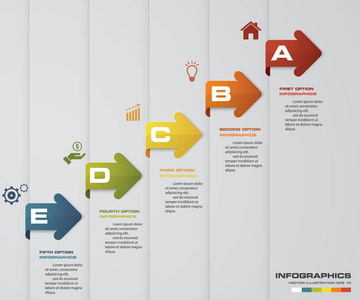 5 个步骤演示文稿模板。5 个步骤时间线的演示文稿模板